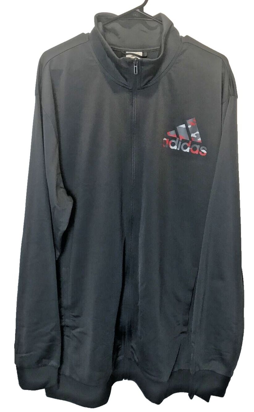 Adidas Camo Tricot Track Jacket HY3081 Mens Size 2XLT Dark Gray Full Zip